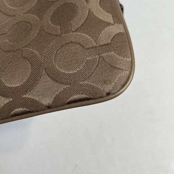 Coach Logo Canvas Wristlet 6"x4" Clutch Bag Wallet Coin Purse Taupe Brown Small - Picture 7 of 11